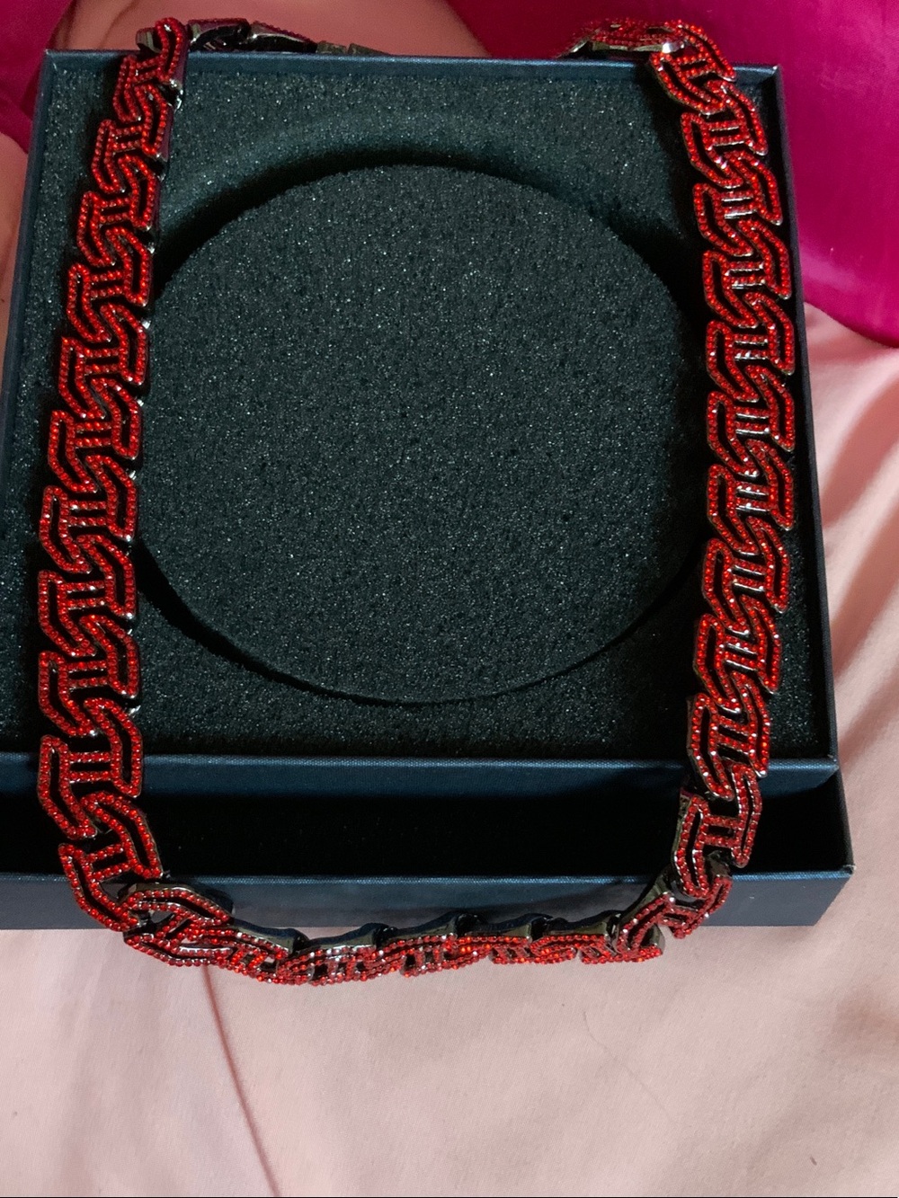 Red Beaded Chain Necklace - Unbranded